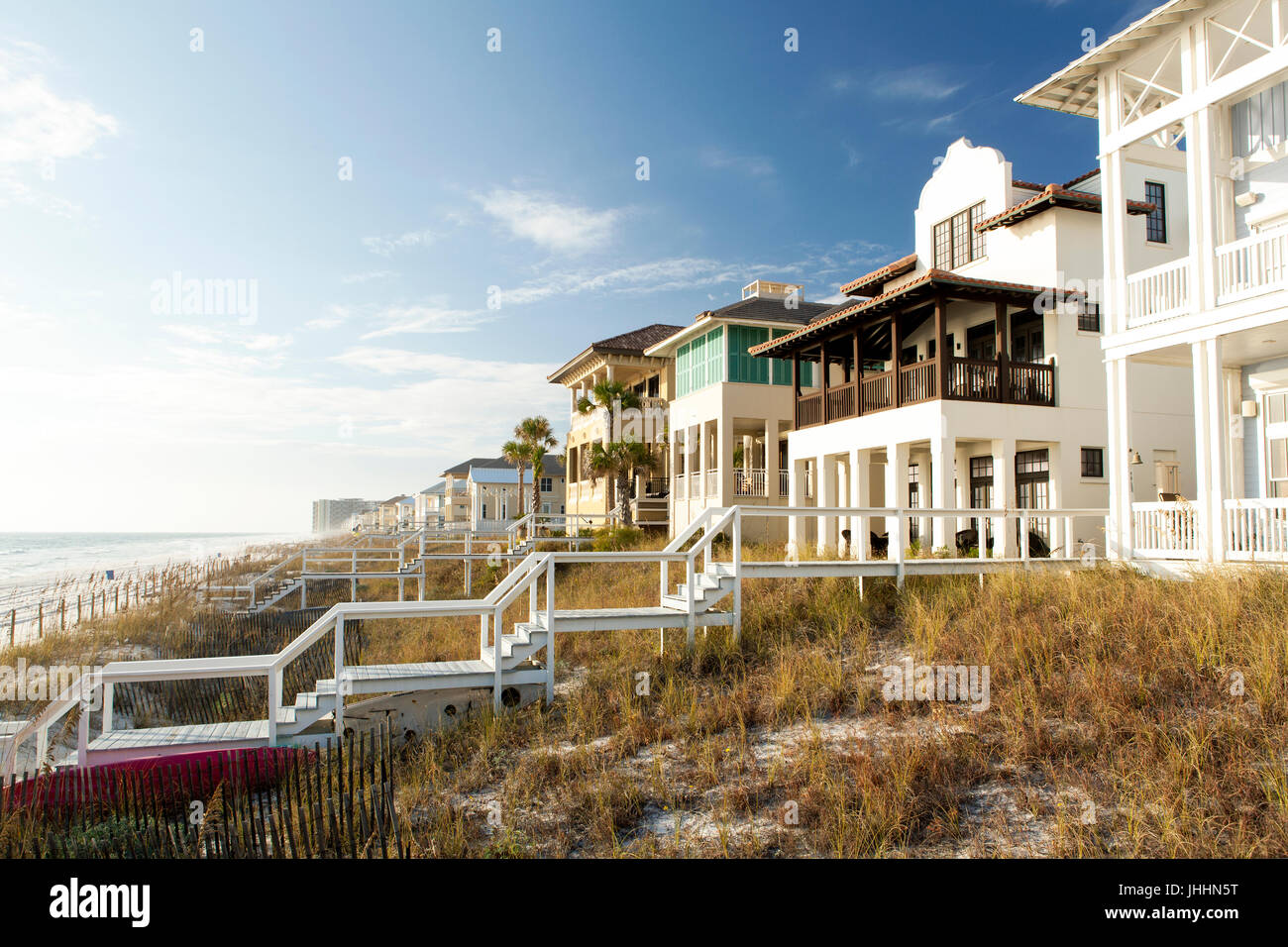 Colorful, beach homes at Carillon Beach, Florida Stock Photo Alamy