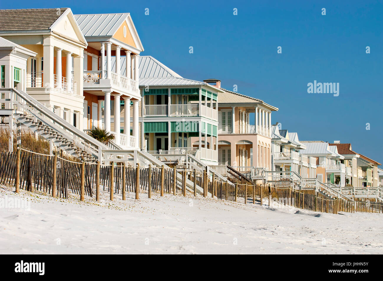 Colorful, beach homes at Carillon Beach, Florida Stock Photo Alamy