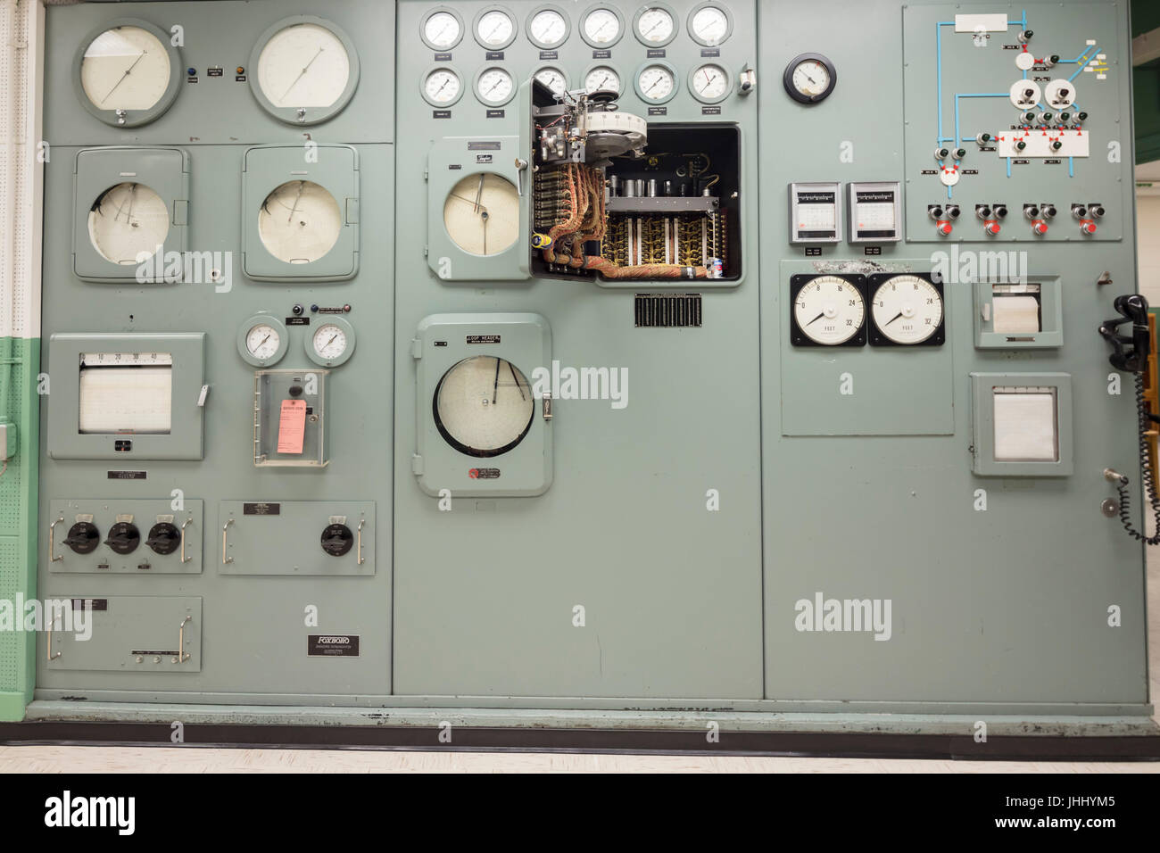 details of electrical panels, Control Room, The B Reactor Hanford, near Richland, Washington Stock Photo