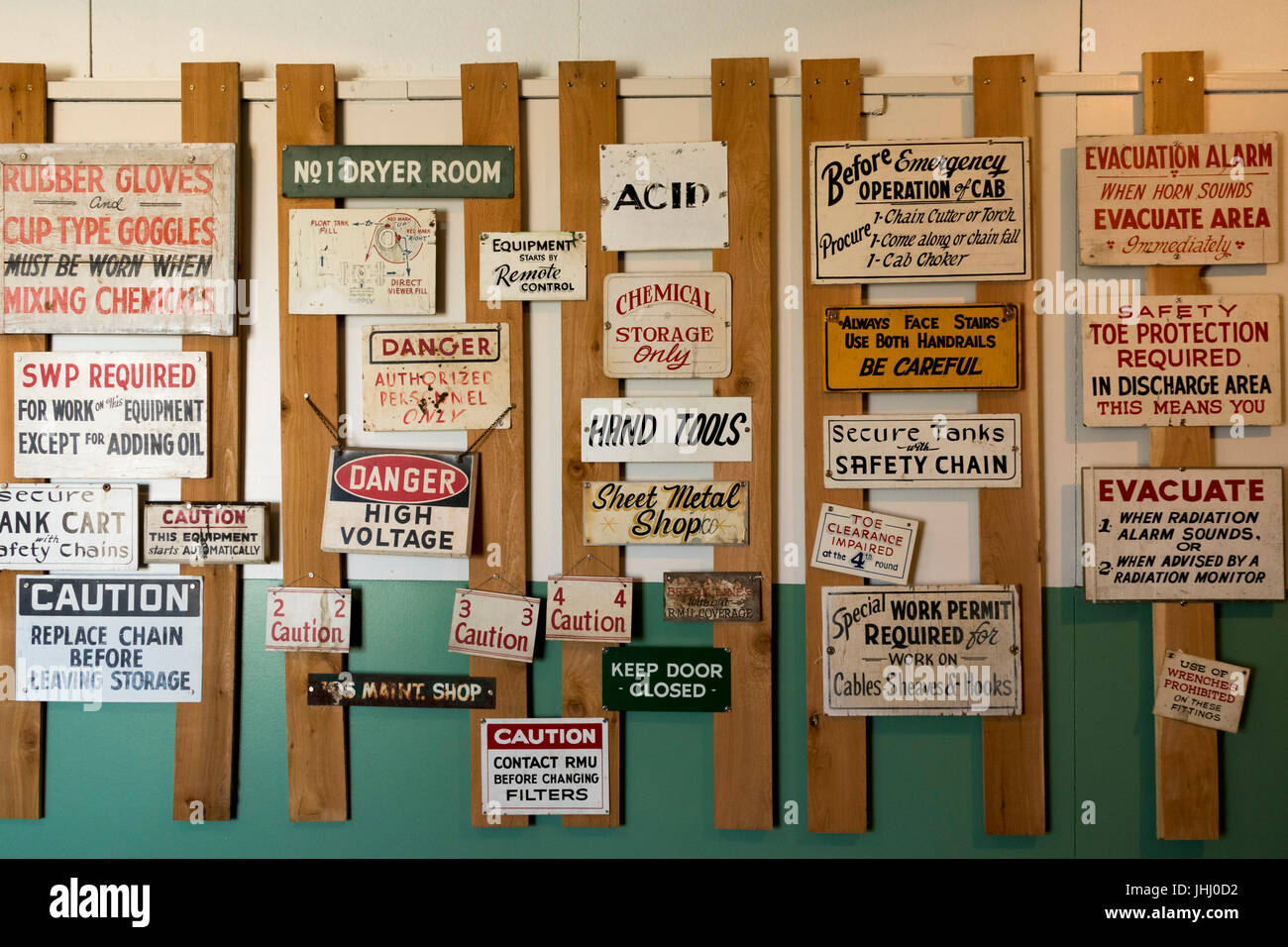old signs from the B Reactor Hanford, near Richland, Washington Stock Photo