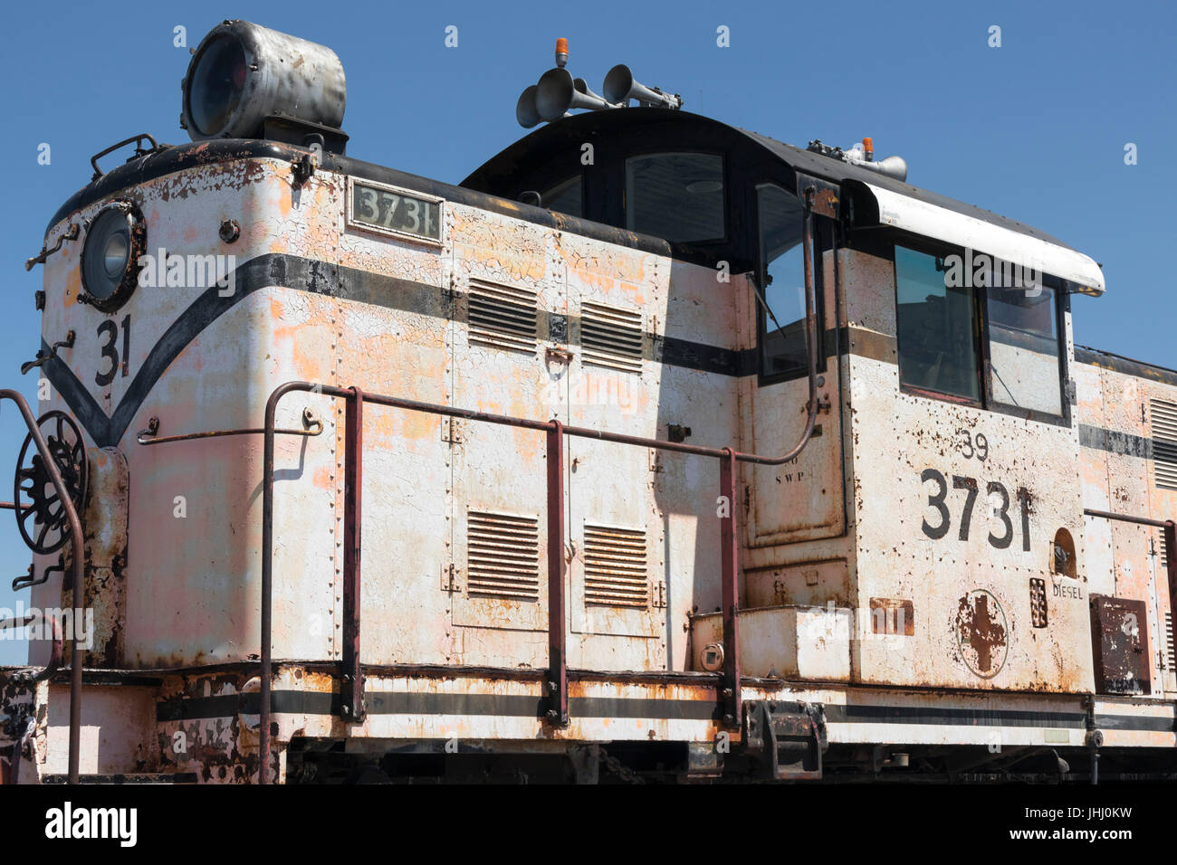 detail, old railway engines at the B Reactor Hanford, near Richland, Washington Stock Photo