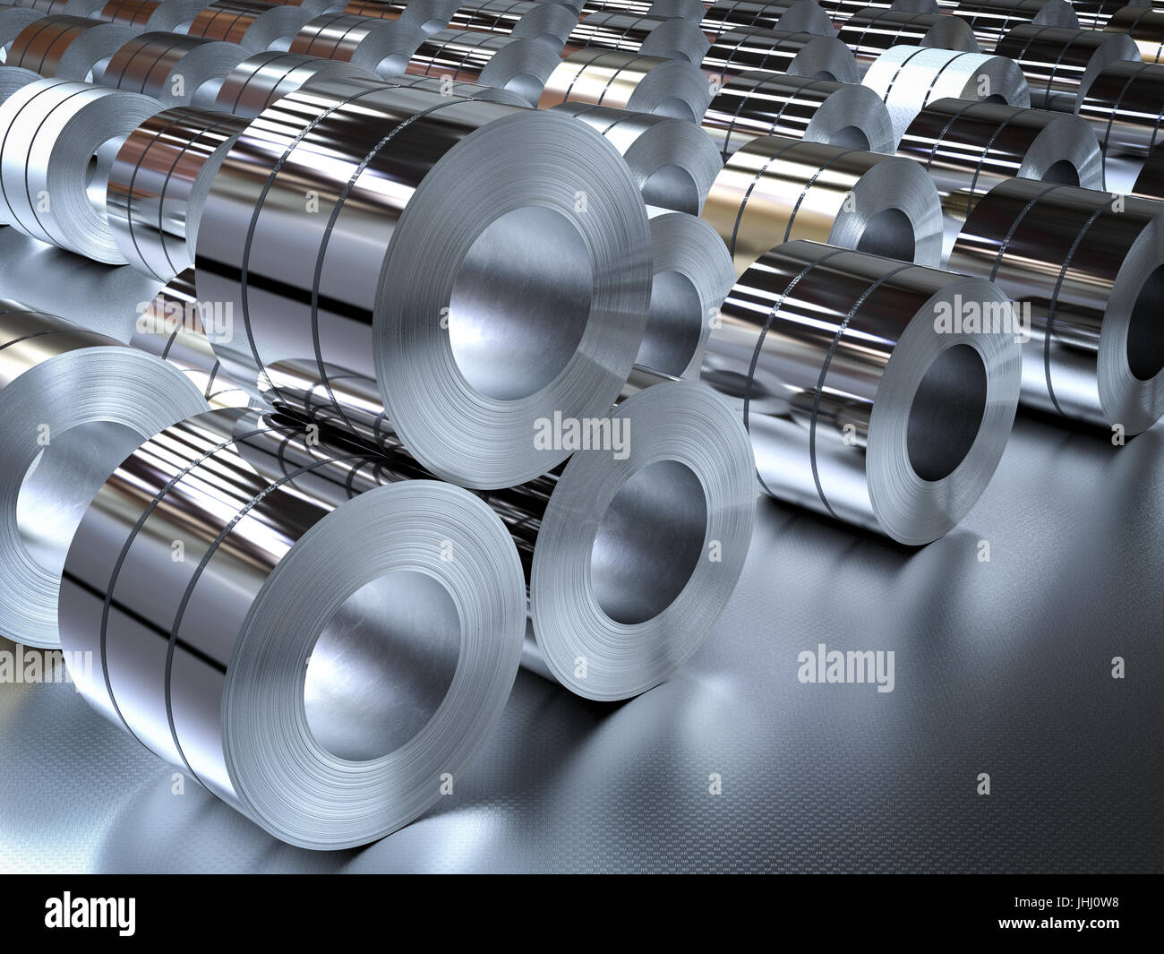 3d rendering heap of roll of steel sheets in factory Stock Photo - Alamy