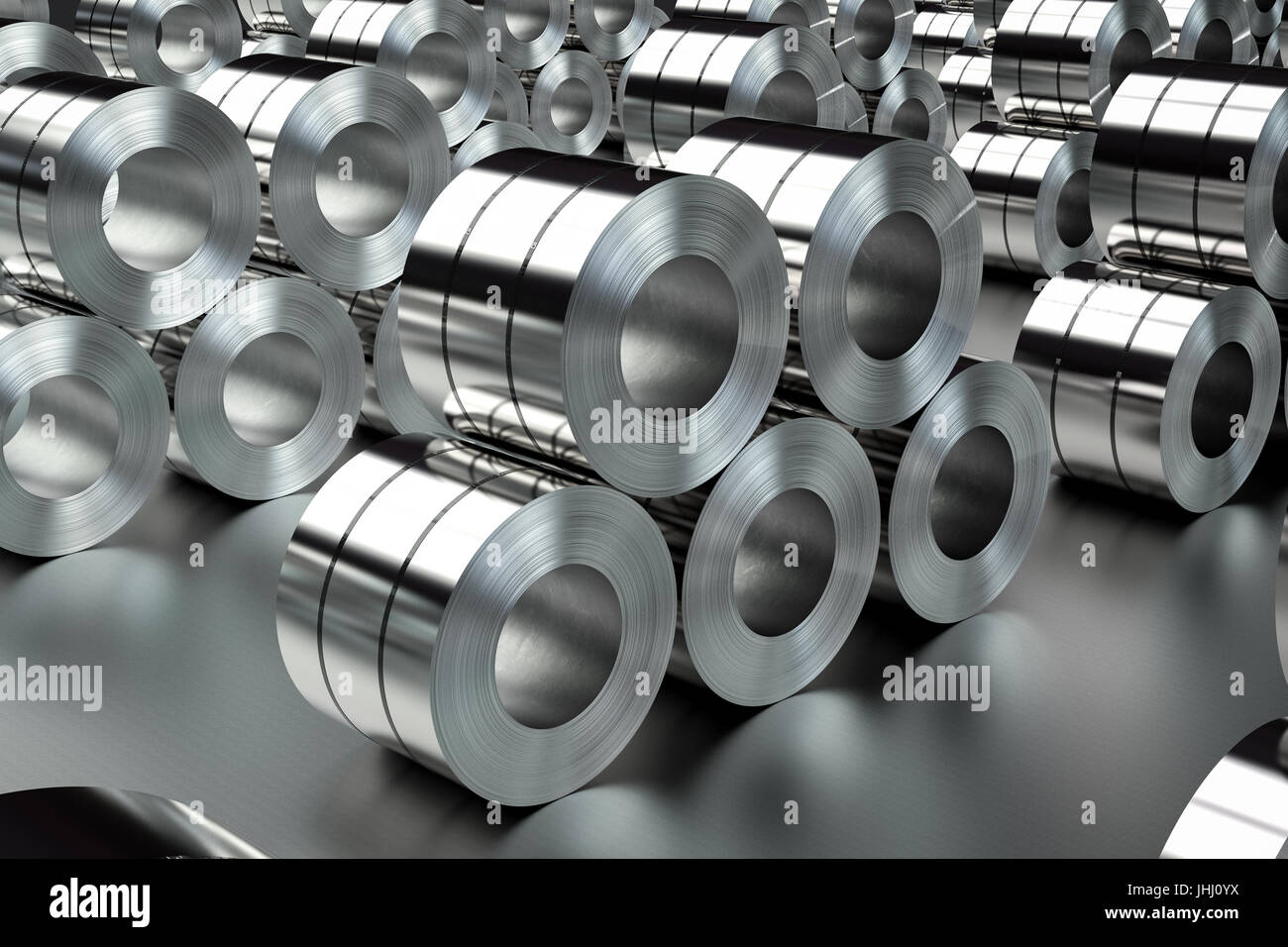 3d rendering heap of roll of steel sheets in factory Stock Photo - Alamy