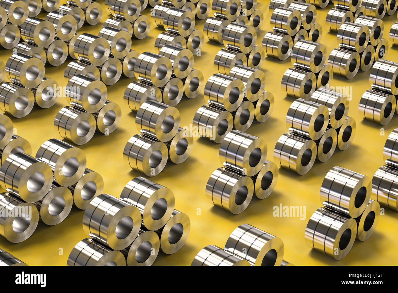 3d rendering heap of roll of steel sheets in factory Stock Photo - Alamy