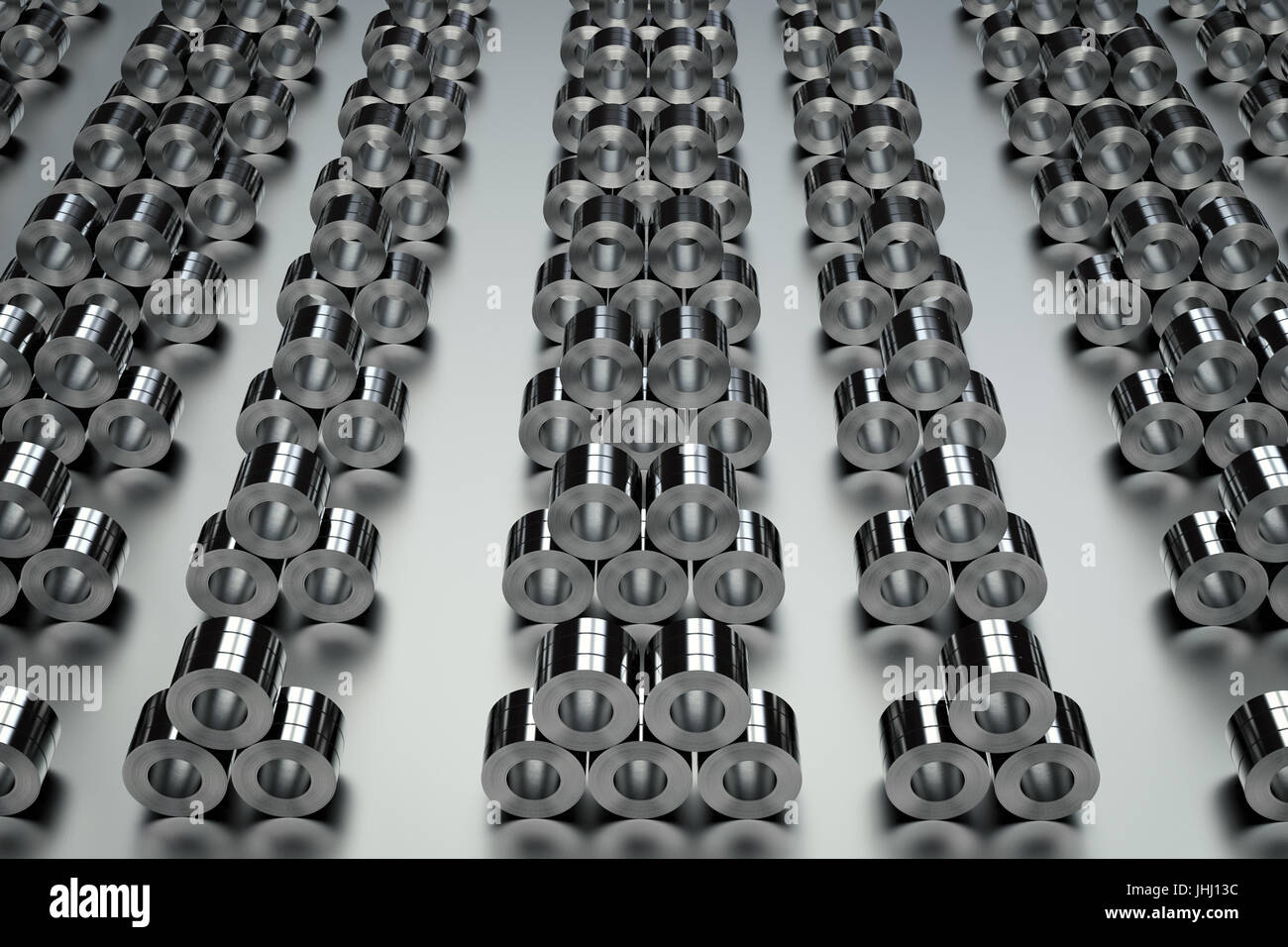 3d rendering heap of roll of steel sheets in factory Stock Photo - Alamy