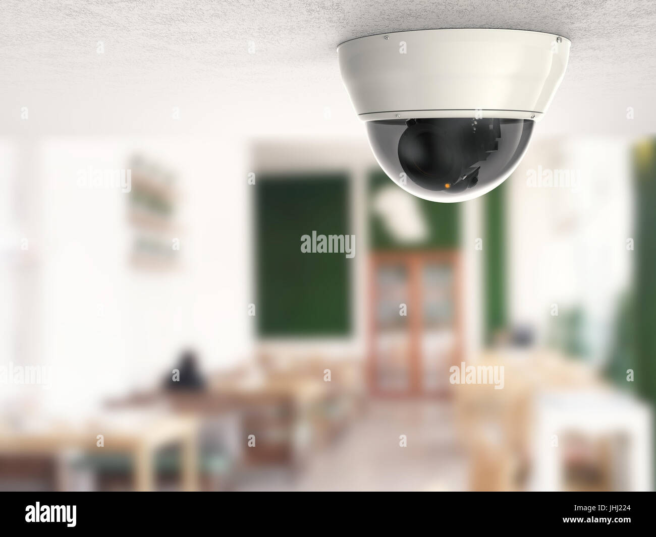 3d rendering security camera or cctv camera with restaurant background
