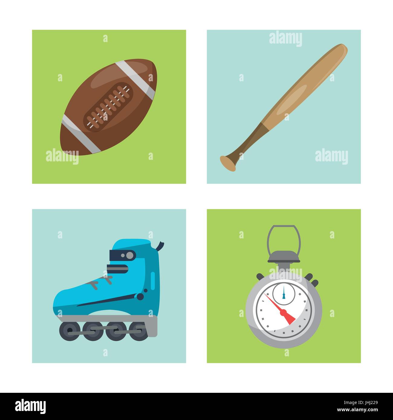 Sports Theme Ruler white background with squares set of sports elements football ball and ...