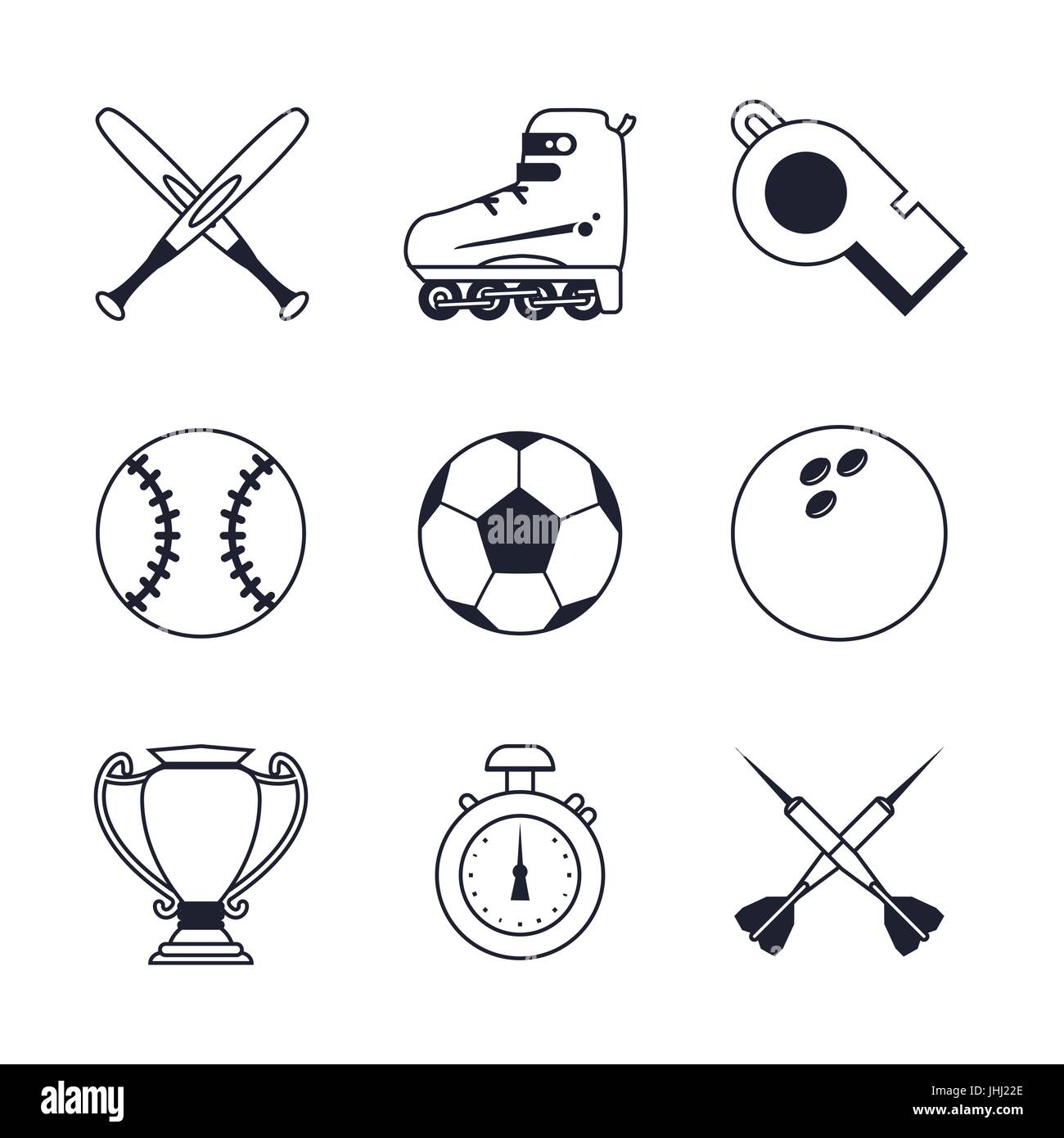 white background with monochrome set of sports elements Stock Vector ...