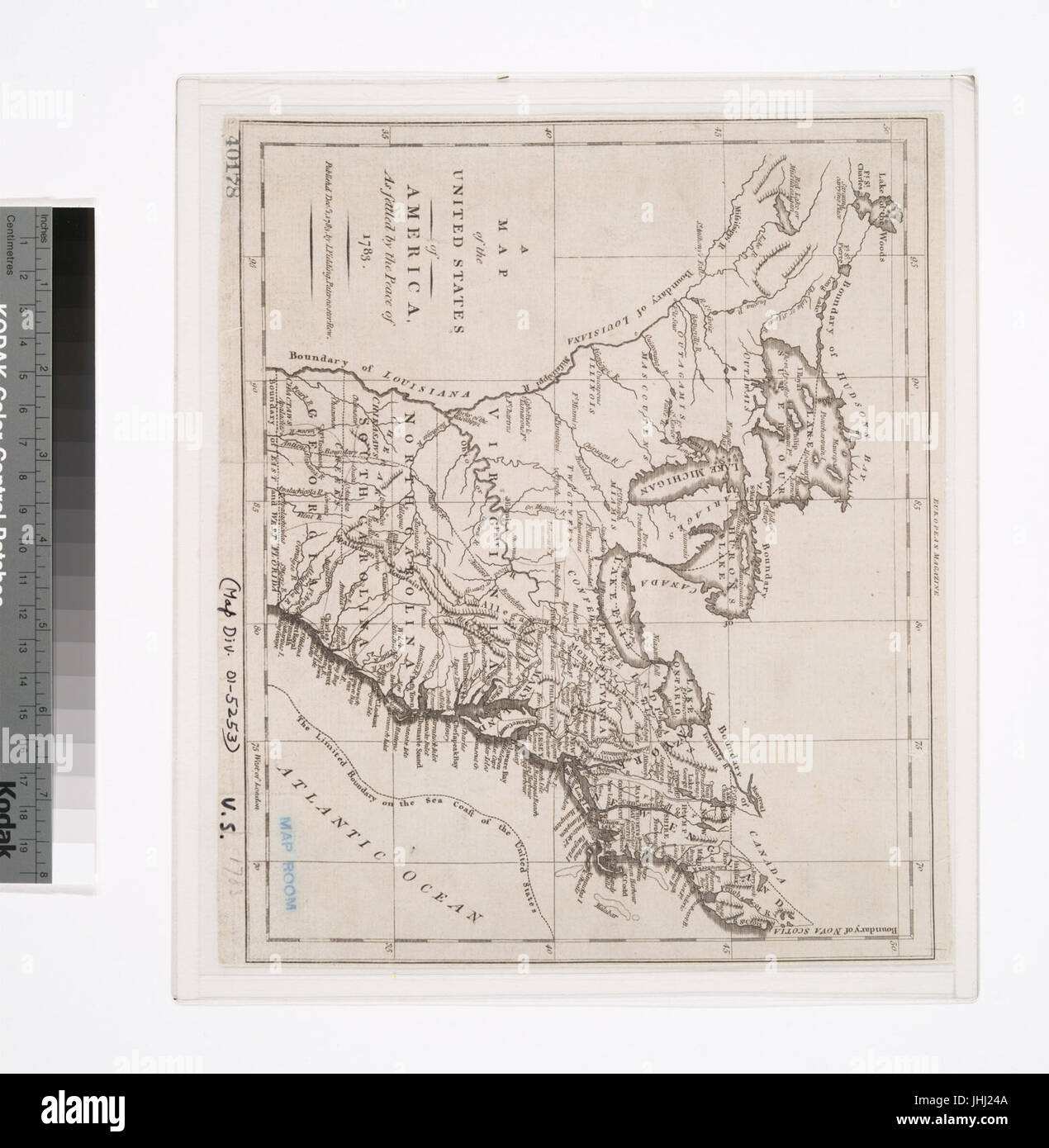 A map of the United States of America - A Map Of The United States Of America As Settled By The Peace Of 1783 JHJ24A 