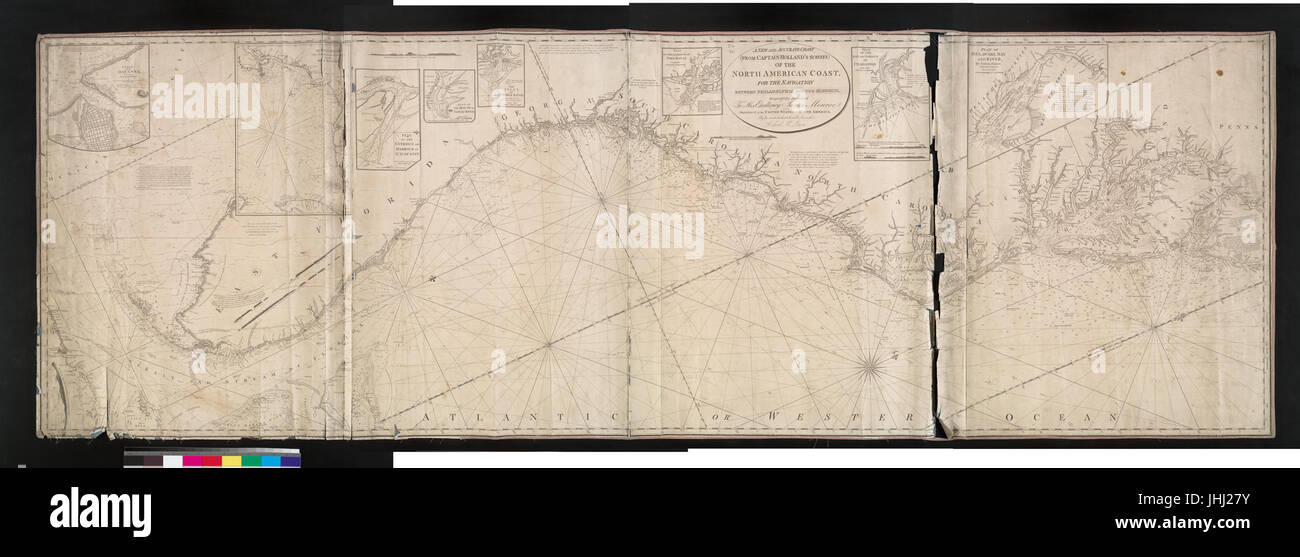 A new and accurate chart (from Captain Holland's surveys) of the North American Coast, for the navigation between Philadelphia and the Missisipi (NYPL b15496205-1030033) Stock Photo