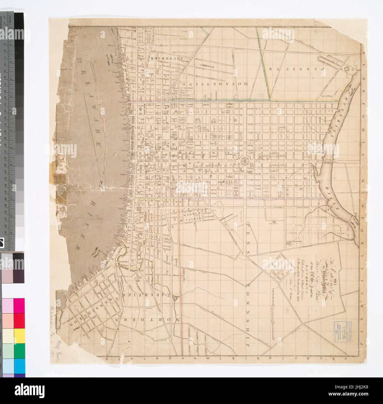 To the citizens of Philadelphia, this new plan of the city and its environs, taken from actual survey is respectfully dedicated by their humble servt. John A. Paxton (NYPL b14999240-434716) Stock Photo