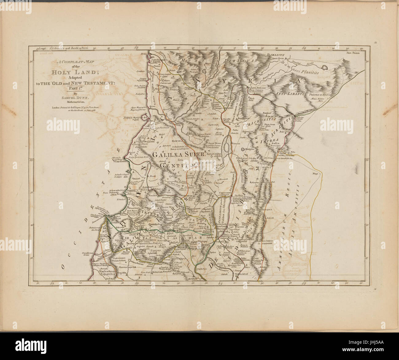 A compleat map of the Holy Land; adapted to the Old and New Testament (NYPL b13919861-5207425) Stock Photo