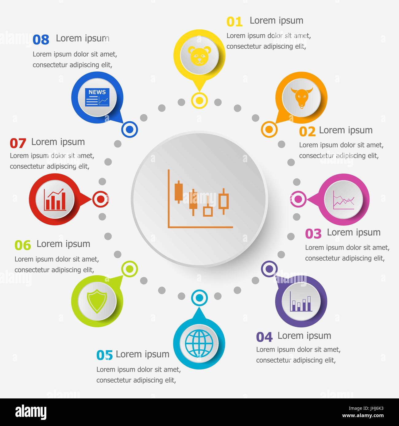 Infographic template with stock market icons, stock vector Stock Vector ...