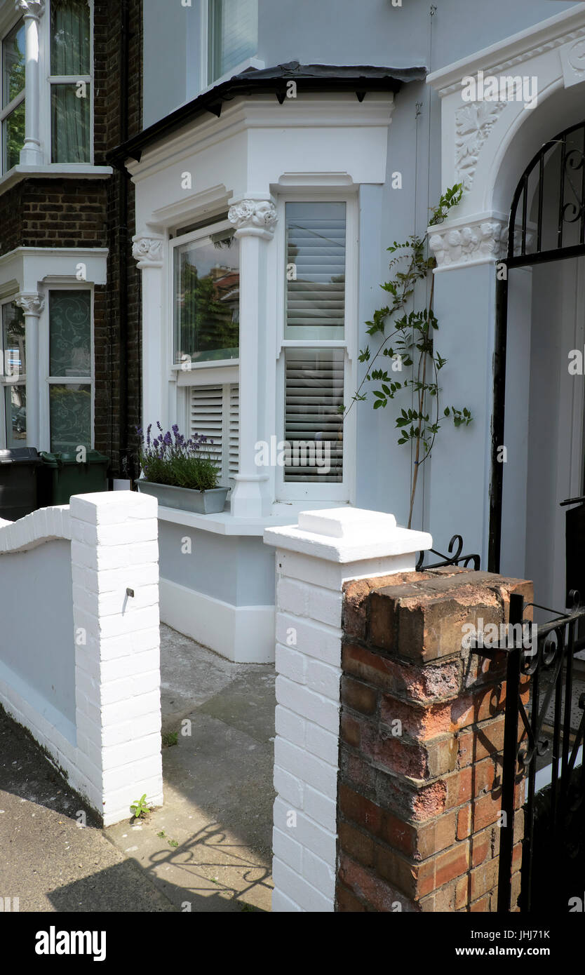 Exteriorof a gentrified home in a row of terraced houses in a