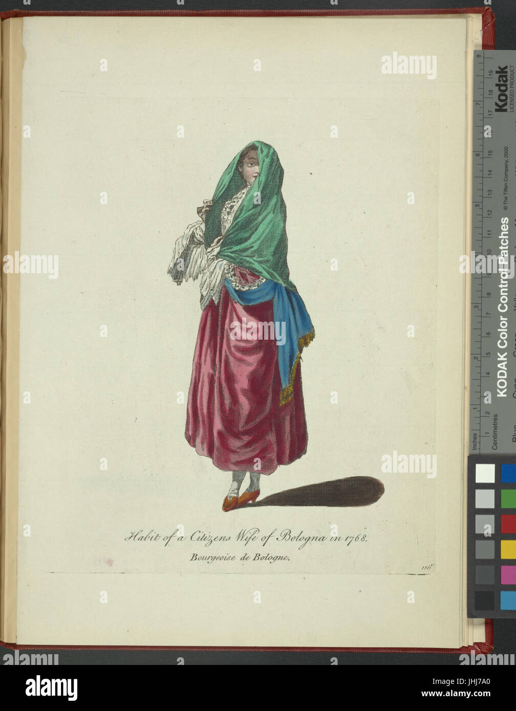 Habit of a citizen's wife of Bologna in 1768. Bourgeoise de Bologne (NYPL b14140320-1638370) Stock Photo