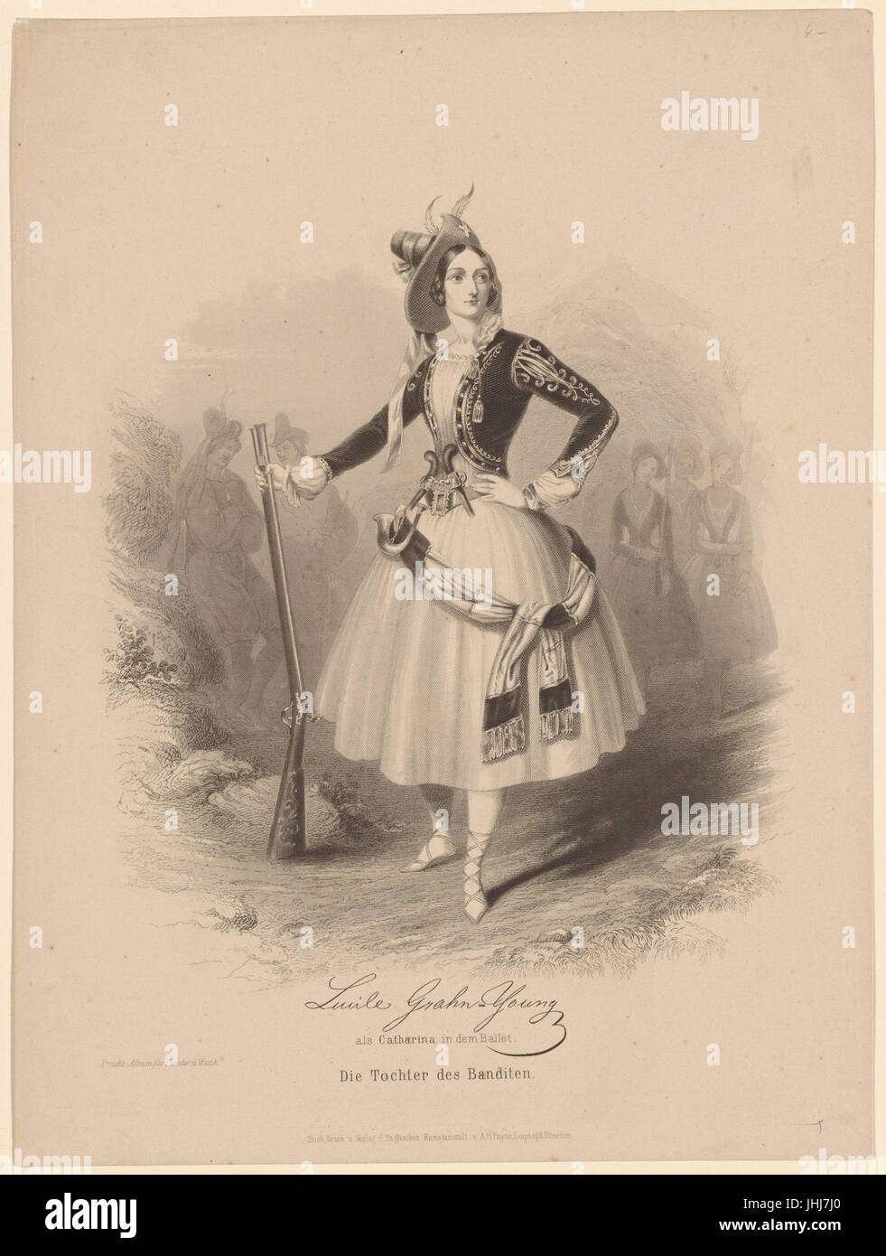 Lucile Grahn-Young (facsimile signature) als Catharina in dem Ballet Die Tochter des Banditen (NYPL b12148493-5191060) Stock Photo