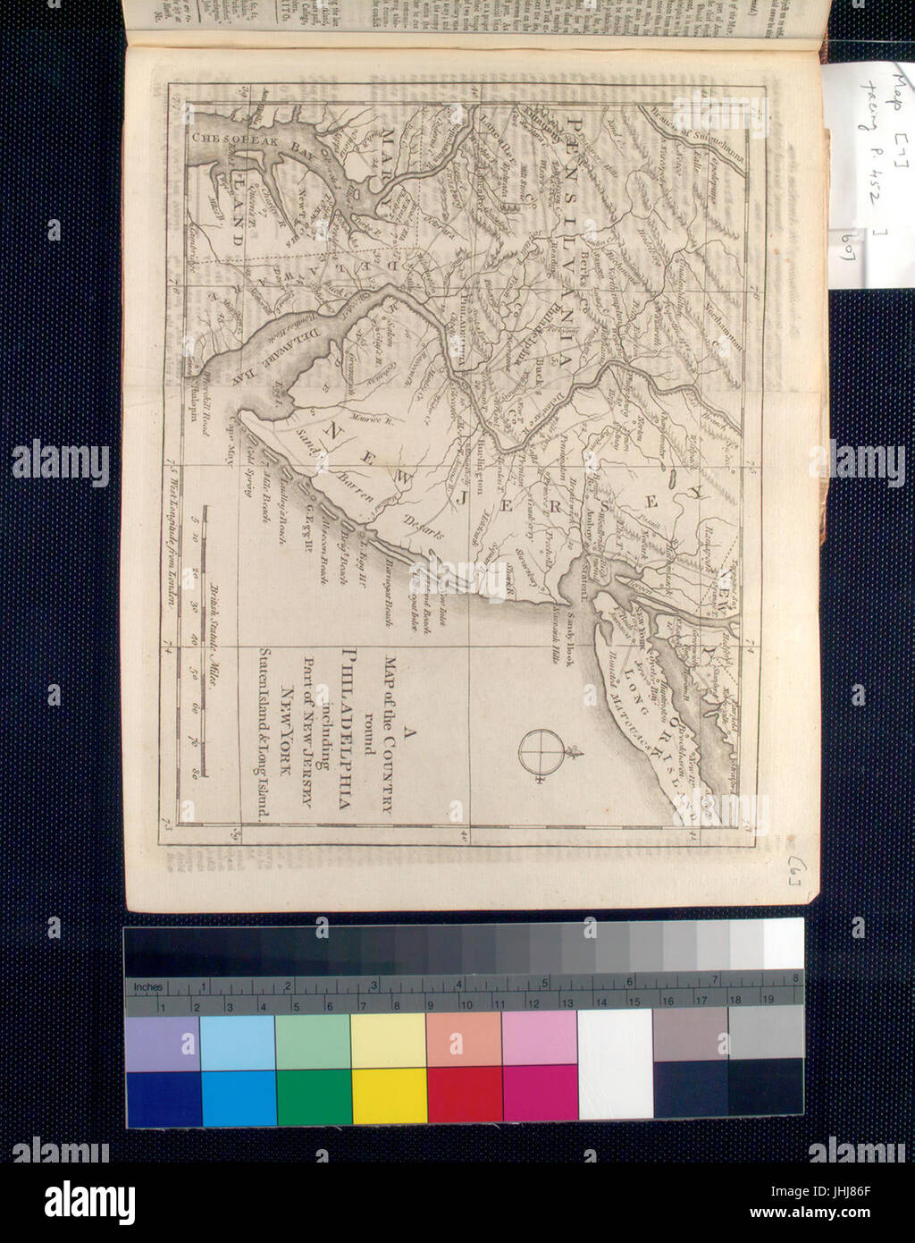 A Map of the country round Philadelphia - including part of New Jersey, New York, Staten Island, & Long Island (NYPL b15362041-433863) Stock Photo