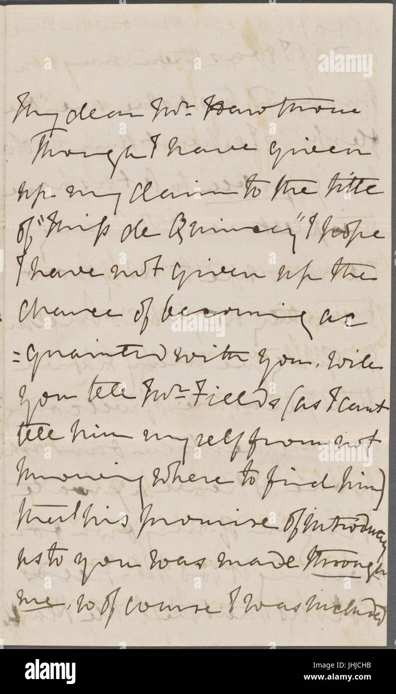 De Quincey, Florence, ALS to NH. Nov. 13, 1854. Enclosing ALS from Margaret Craig to NH (NYPL b15823745-5044662) Stock Photo