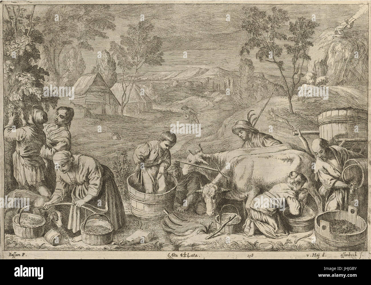 Nikolaus van Hoy and Jan van Ossenbeeck - Autumn with Moses and 10 Commandments SVK-SNG.G 11965-159 Stock Photo