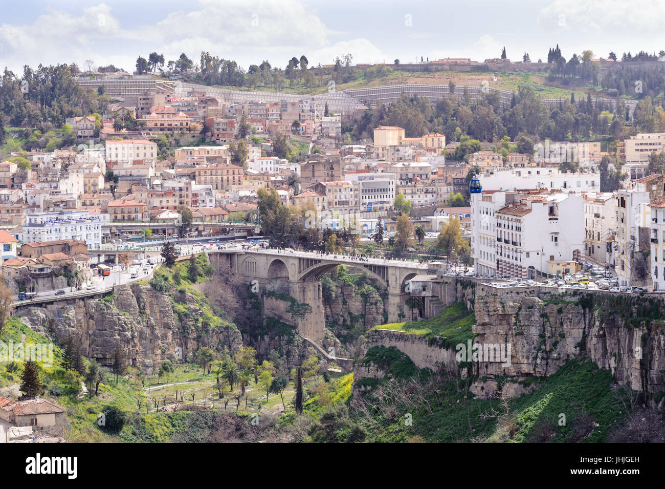 cityscape of Ottoman, French and Spanish colonial side of the city of Constantine, Algeria. Stock Photo