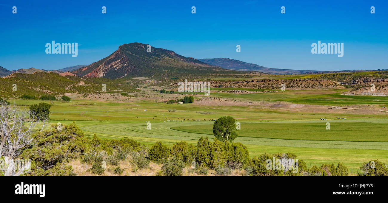 A view of farmland from the Flaming Green River Scenic Byway in