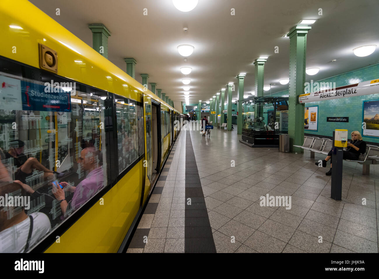 BERLIN - JULY 09 2017: Alexanderplatz Underground Station. The train is ready for departure. Stock Photo