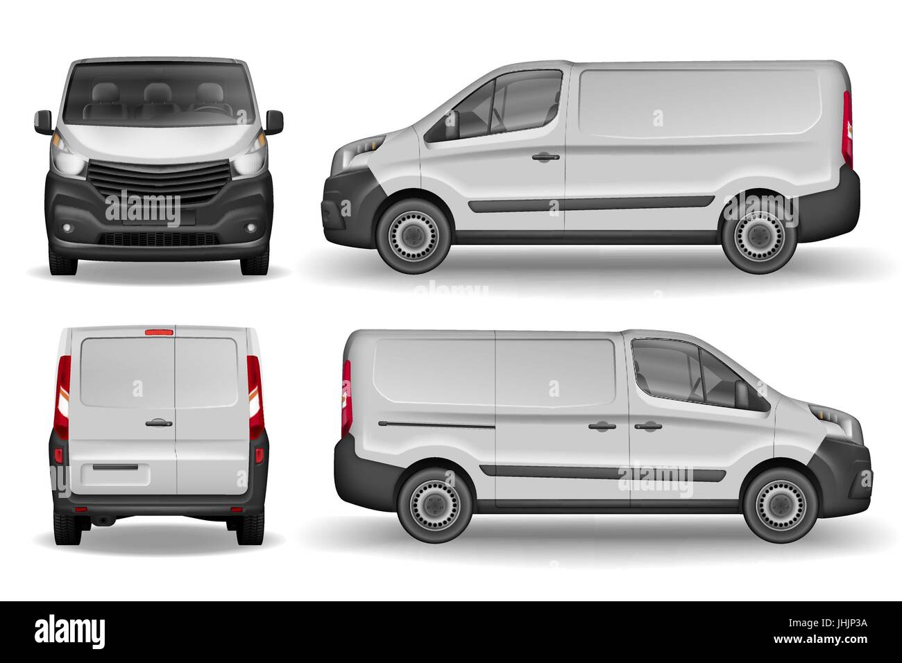 Download Cargo Vehicle Front Side And Rear View Silver Delivery Mini Van Isolated Delivery Van Mockup For Advertising And Corporate Transport Vector Illustration Of Realistic Car Stock Vector Image Art Alamy