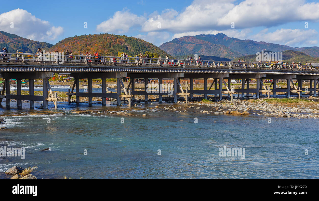 Togetsukyo Bridge in Kyoto, Japan Stock Photo
