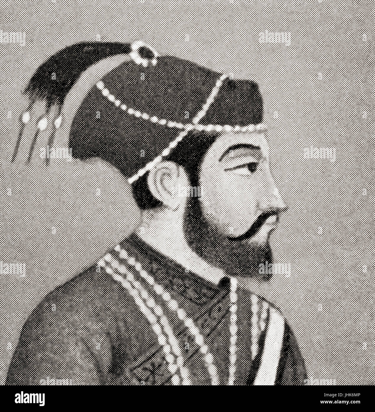Mirza Shahabuddin Baig Muhammad Khan Shah Jahan, 1592  – 1666.  Fifth Mughal emperor,1628 to 1658.  From Hutchinson's History of the Nations, published 1915. Stock Photo