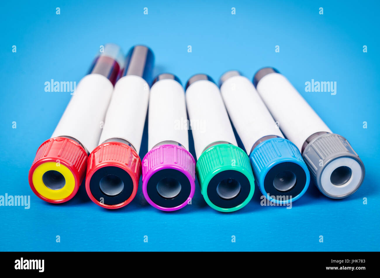 Vacuum tubes for collecting blood samples in the laboratory Stock Photo