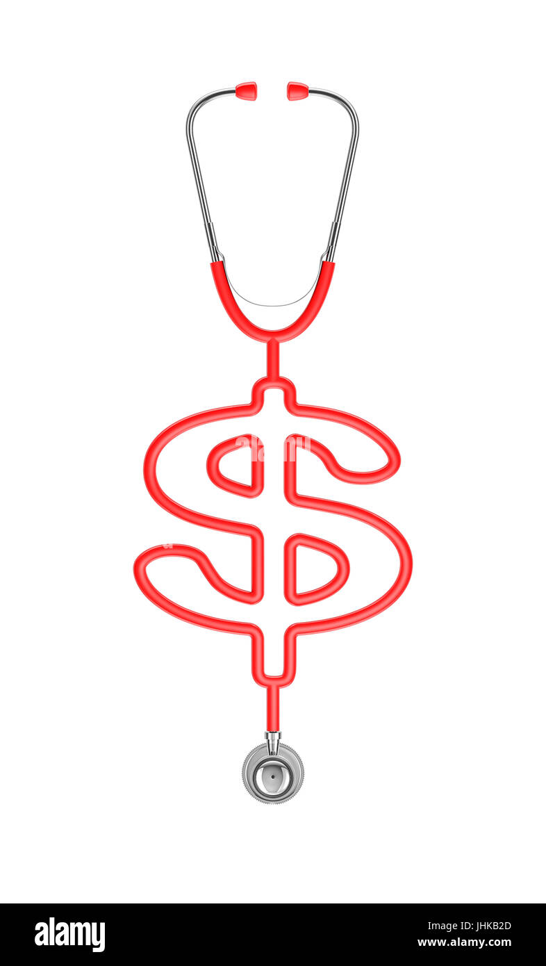 Stethoscope dollar symbol / 3D illustration of stethoscope tubing forming dollar sign Stock Photo