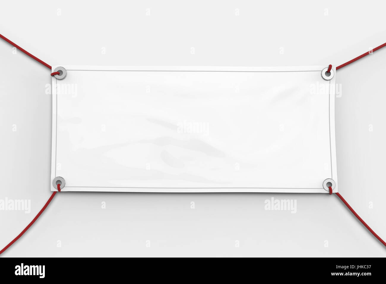 blank white vinyl banner hanging with rope Stock Photo Alamy