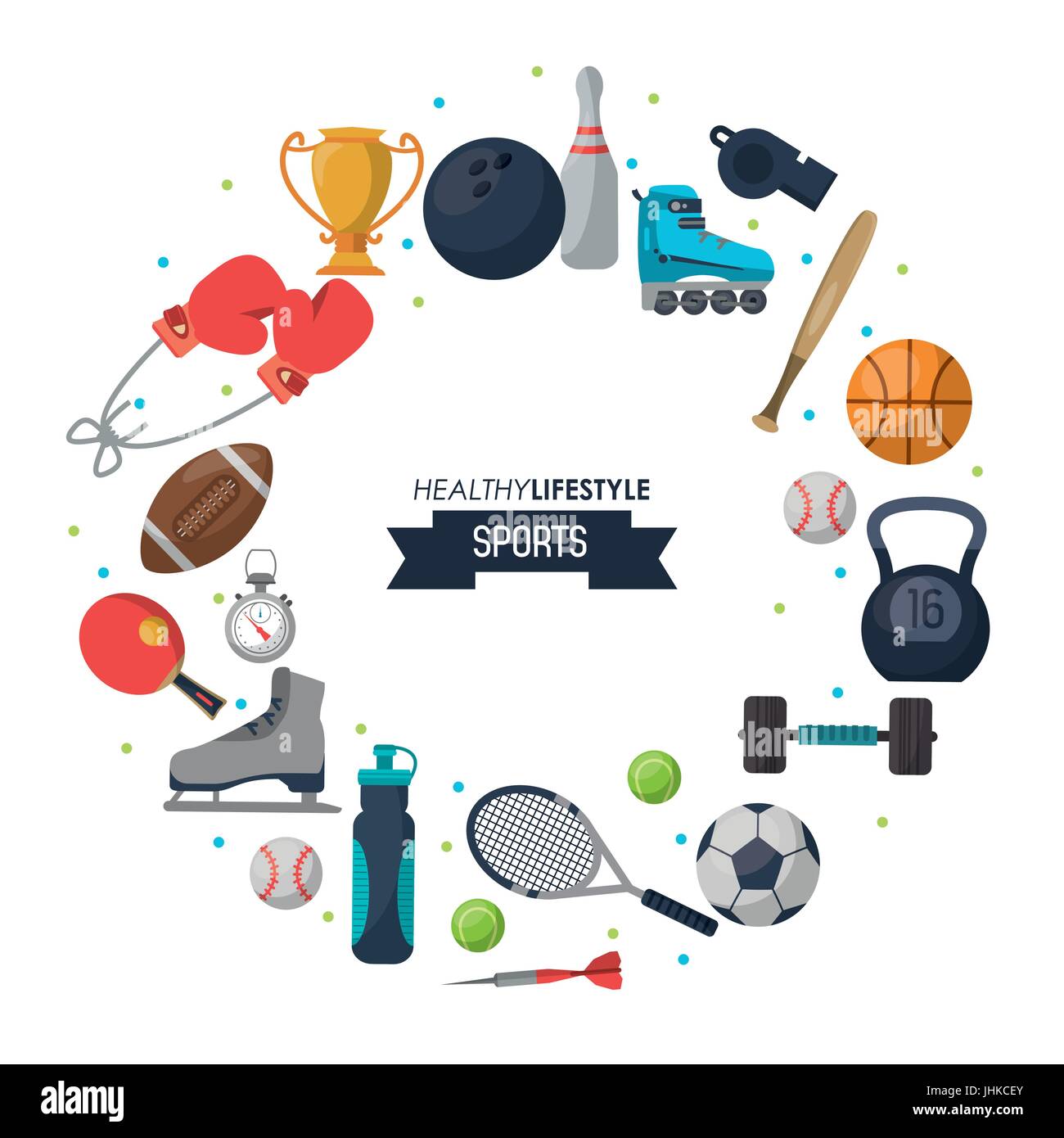 white background poster of healthy lifestyle sports with sports