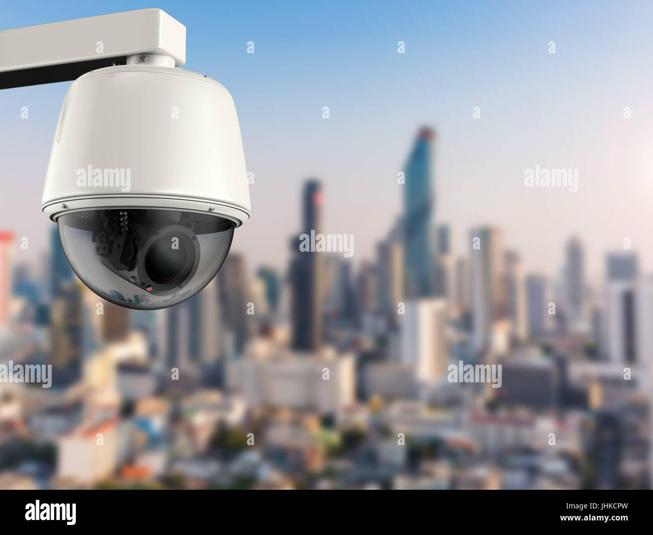 3d rendering security camera or cctv camera with cityscape background