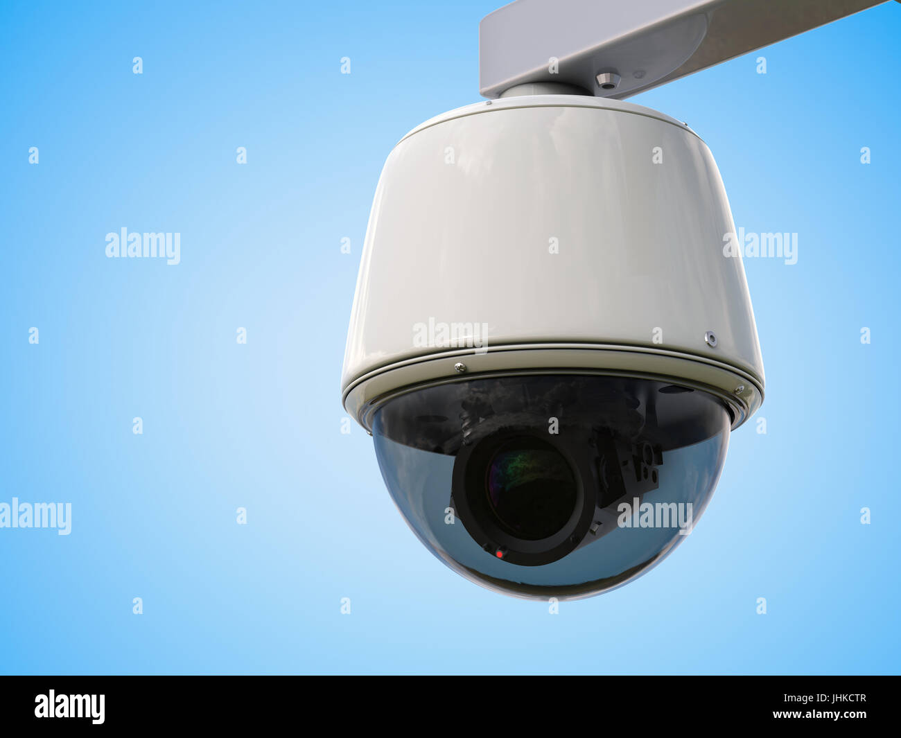 3d rendering security camera or cctv camera on blue background Stock ...