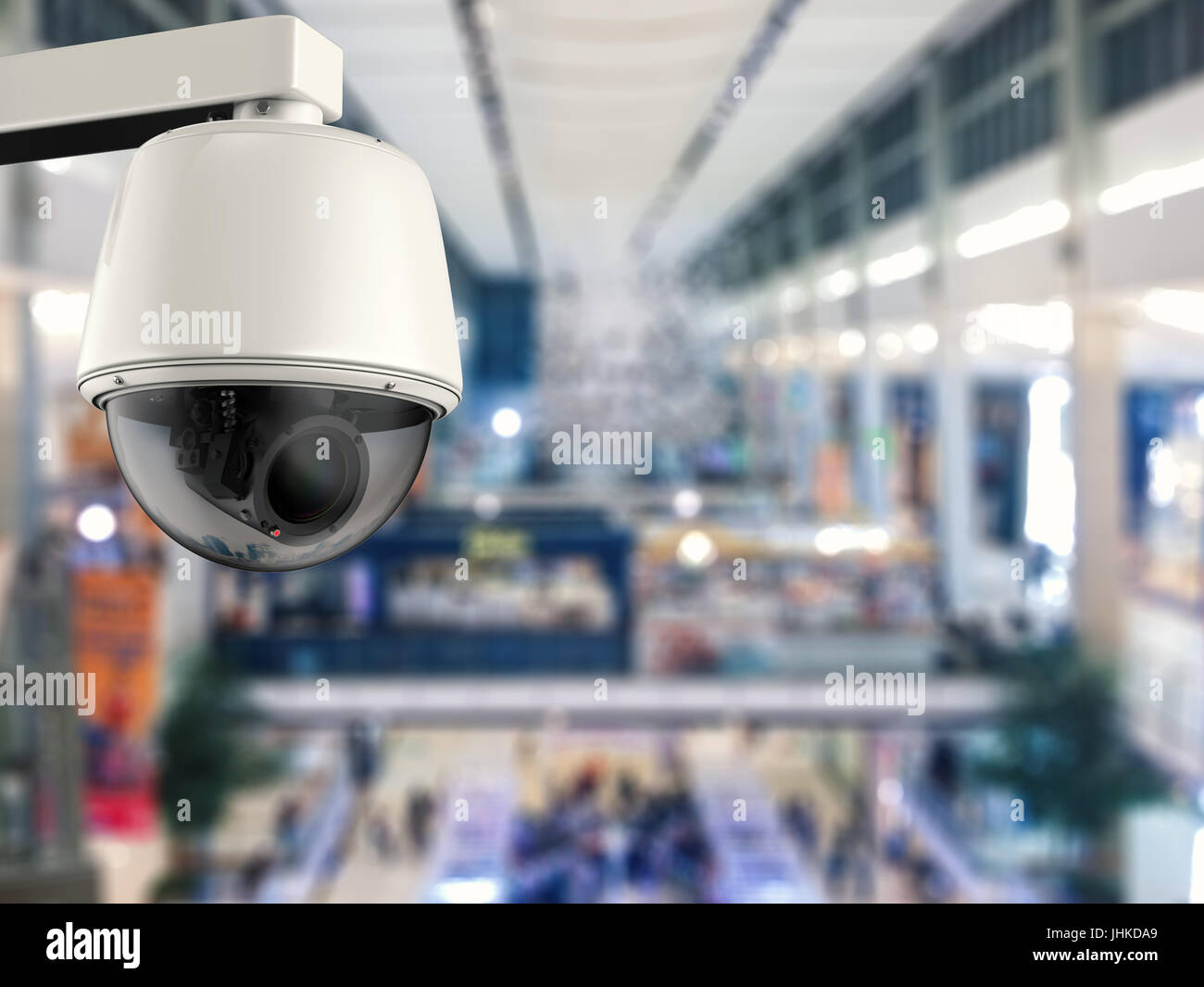 3d rendering security camera or cctv camera in department store Stock