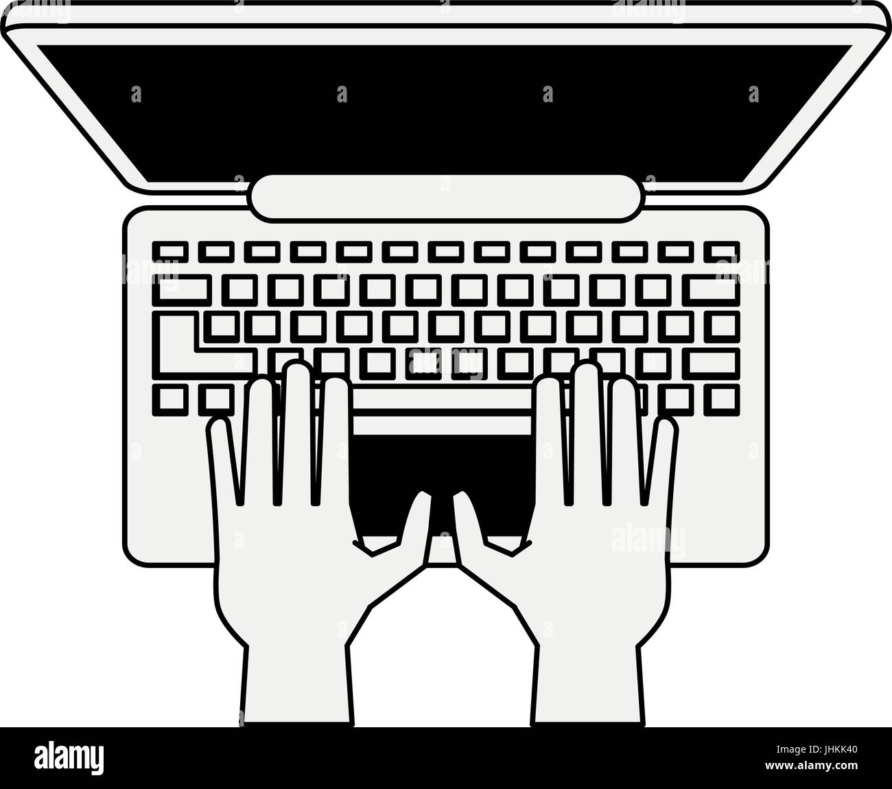 hands typing on laptop computer topview icon image Stock Vector Image