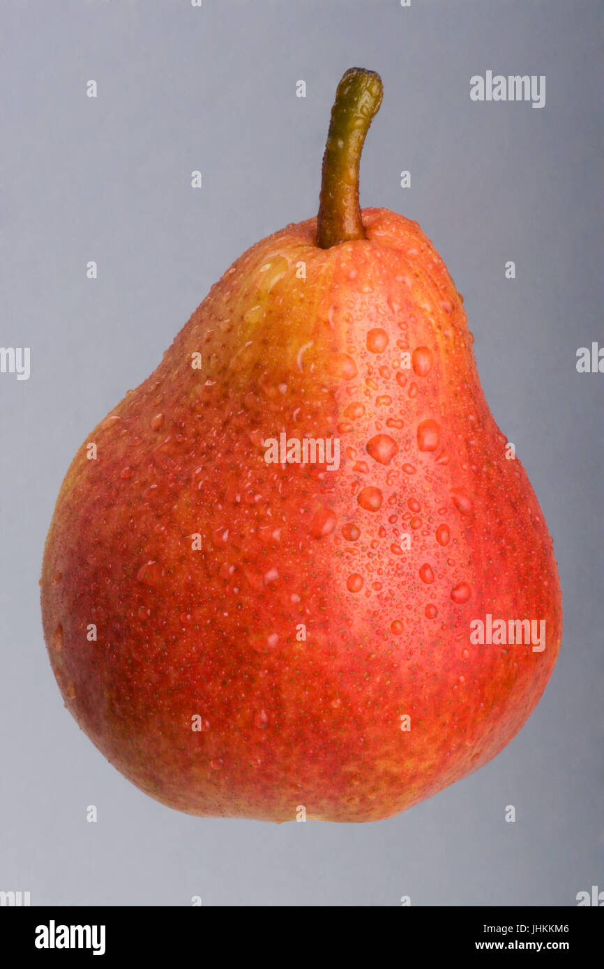 Ripe Red Pear on grey background, Studio shoot Stock Photo - Alamy