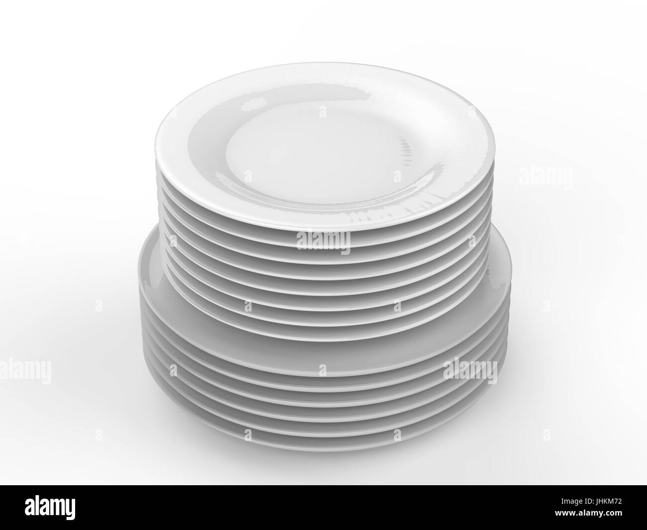 3d rendering stack of white dishes Stock Photo Alamy