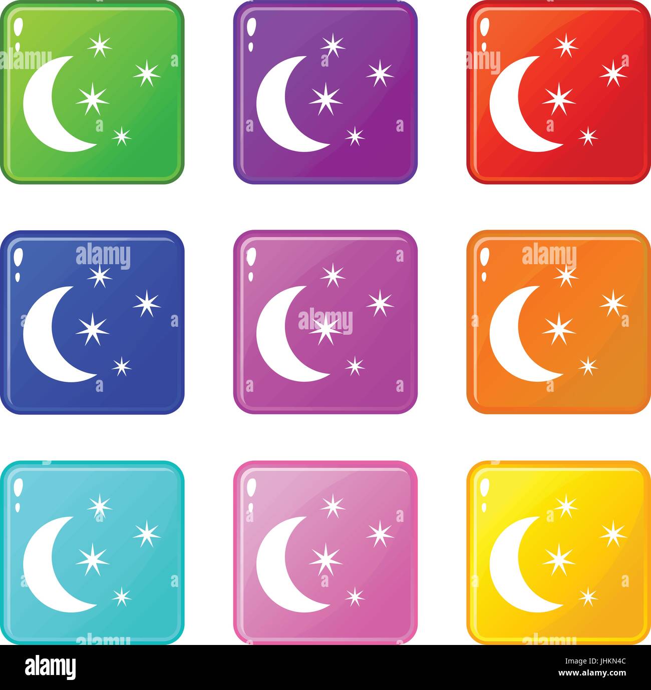 Moon and stars icons 9 set Stock Vector Image & Art - Alamy