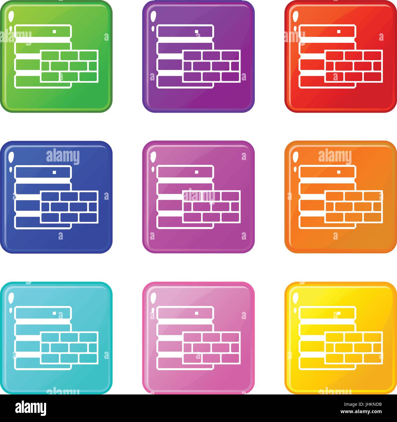 Database and brick wall icons 9 set Stock Vector Image & Art - Alamy