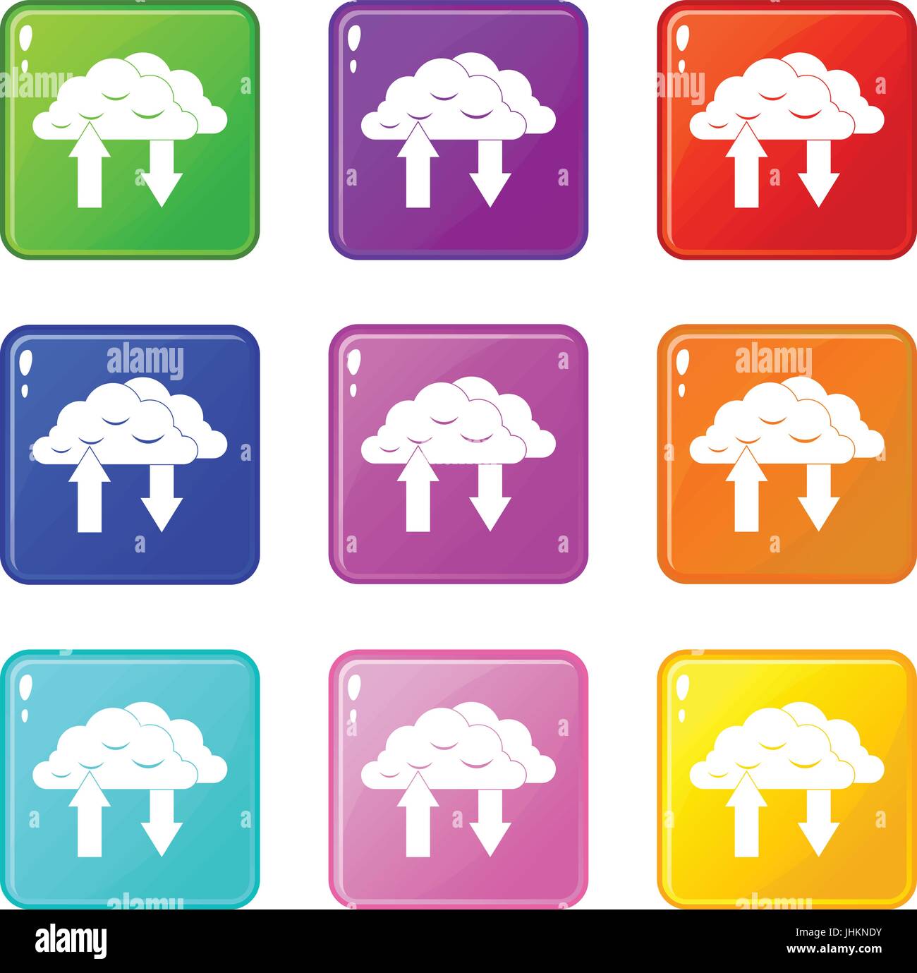 Clouds with arrows icons 9 set Stock Vector Image & Art - Alamy