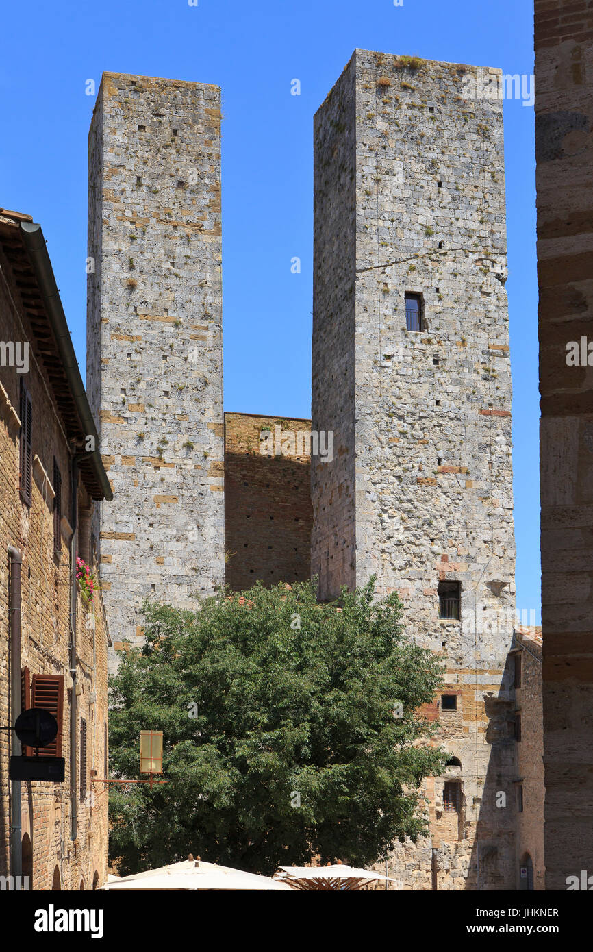The Salvucci Towers (Torri dei Salvucci) in San Gimignano, Italy Stock Photo