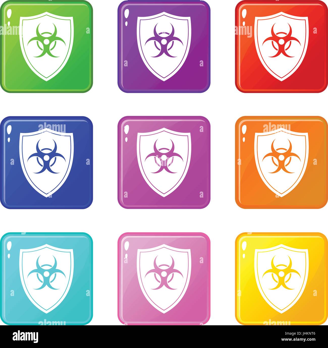 Shield with a biohazard sign icons 9 set Stock Vector Image & Art - Alamy