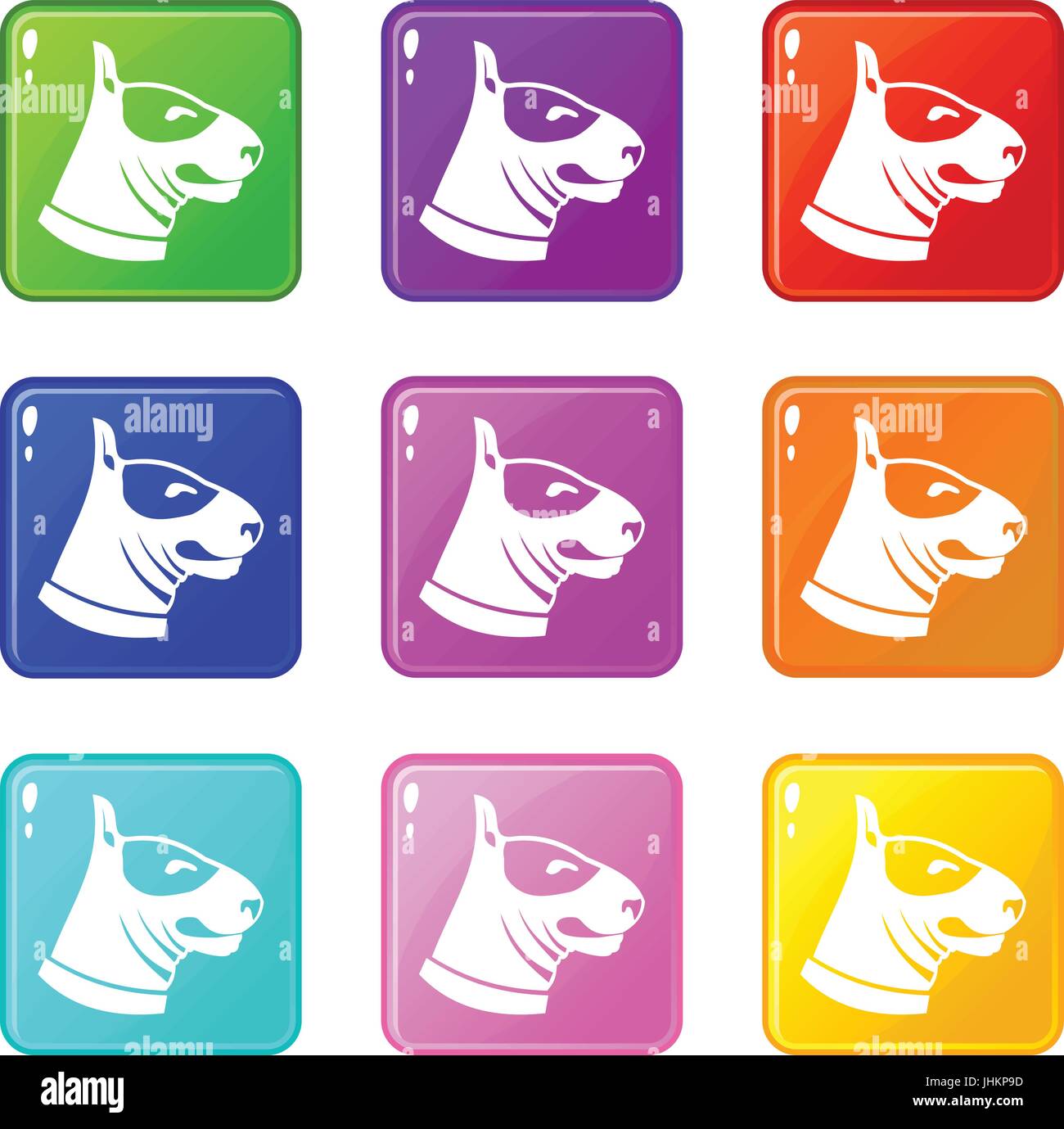 Bull terrier dog icons 9 set Stock Vector Image & Art - Alamy