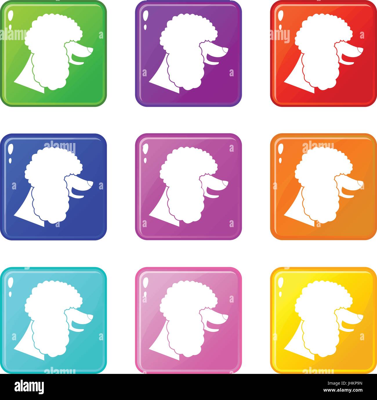 Poodle dog icons 9 set Stock Vector Image & Art - Alamy
