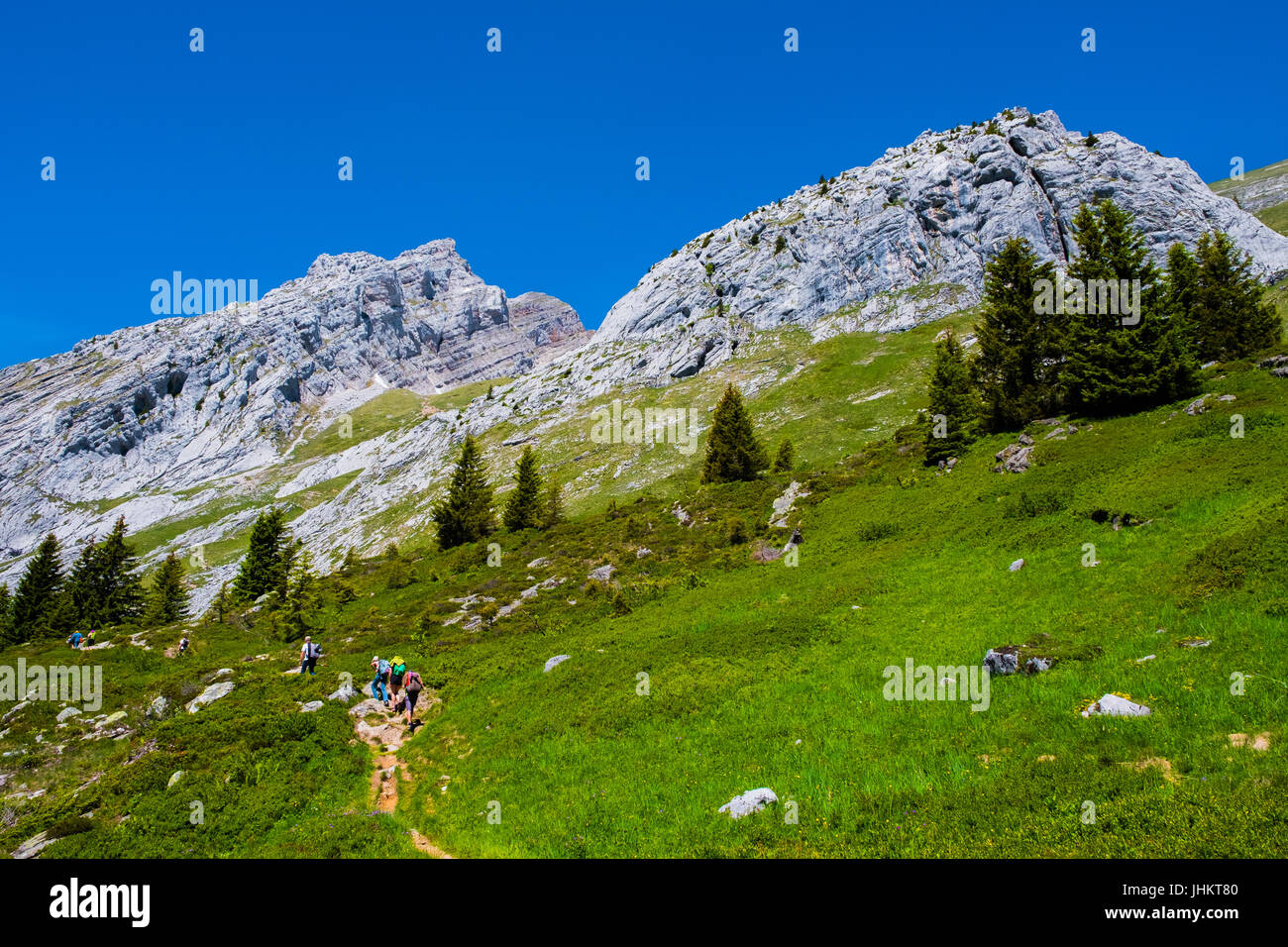 Mountains on the Col de la Colombiere, le Grand Bornand, France Stock