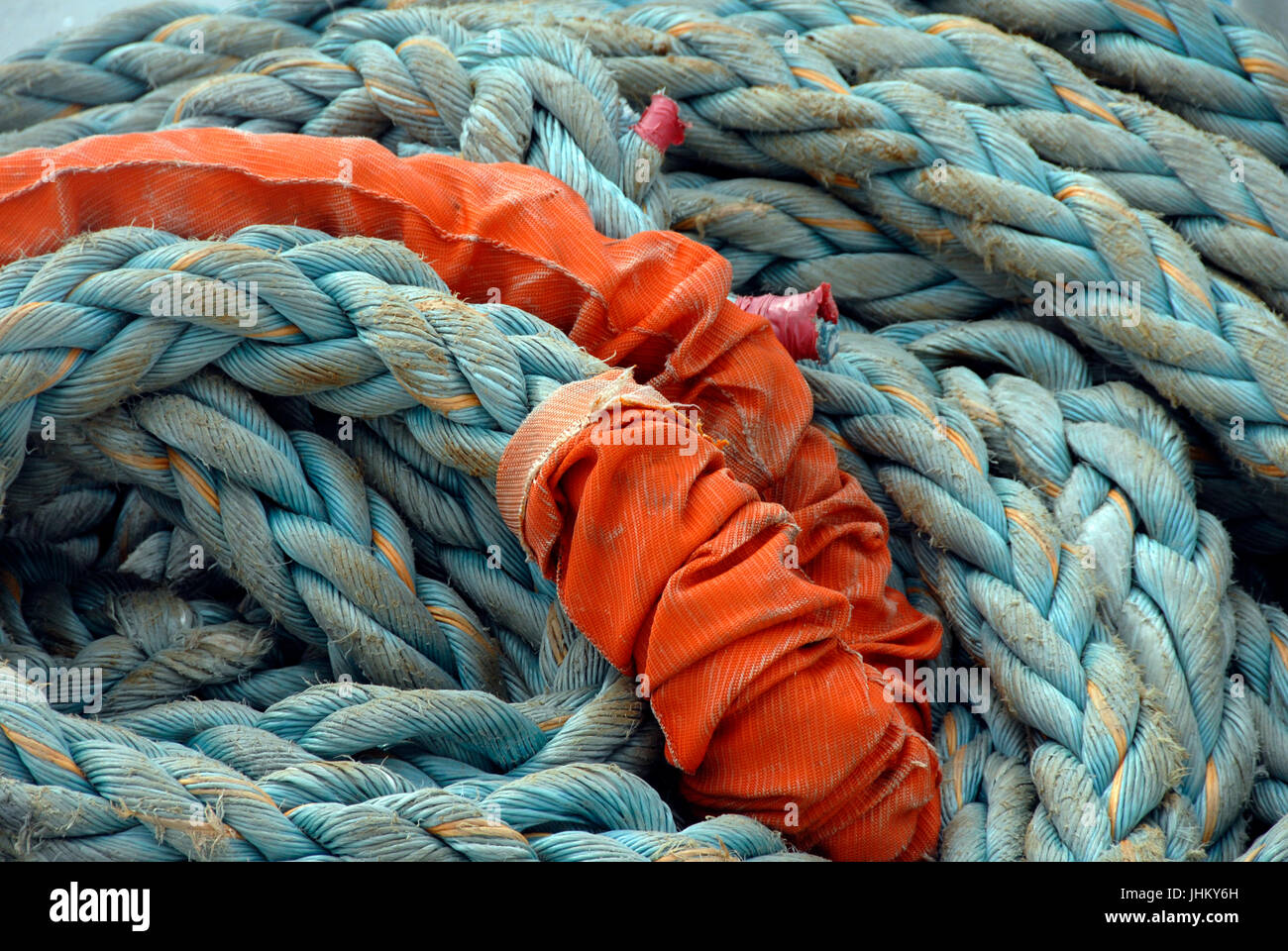 Heavy-duty rope as might be used for mooring a ship Stock Photo