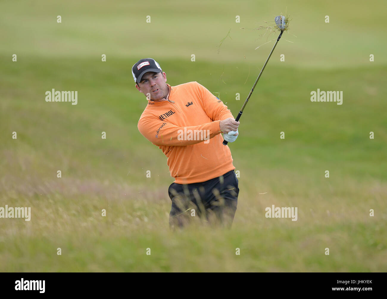 Scotland's Richie Ramsay plays his second shot at the 13th hole during day two of the 2017 Aberdeen Asset Management Scottish Open at Dundonald Links, Troon. PRESS ASSOCIATION Photo. Picture date: Friday July 14, 2017. See PA story Golf Scottish. Photo credit should read: Mark Runnacles/PA Wire. RESTRICTIONS: Editorial use only. No commercial use. Stock Photo