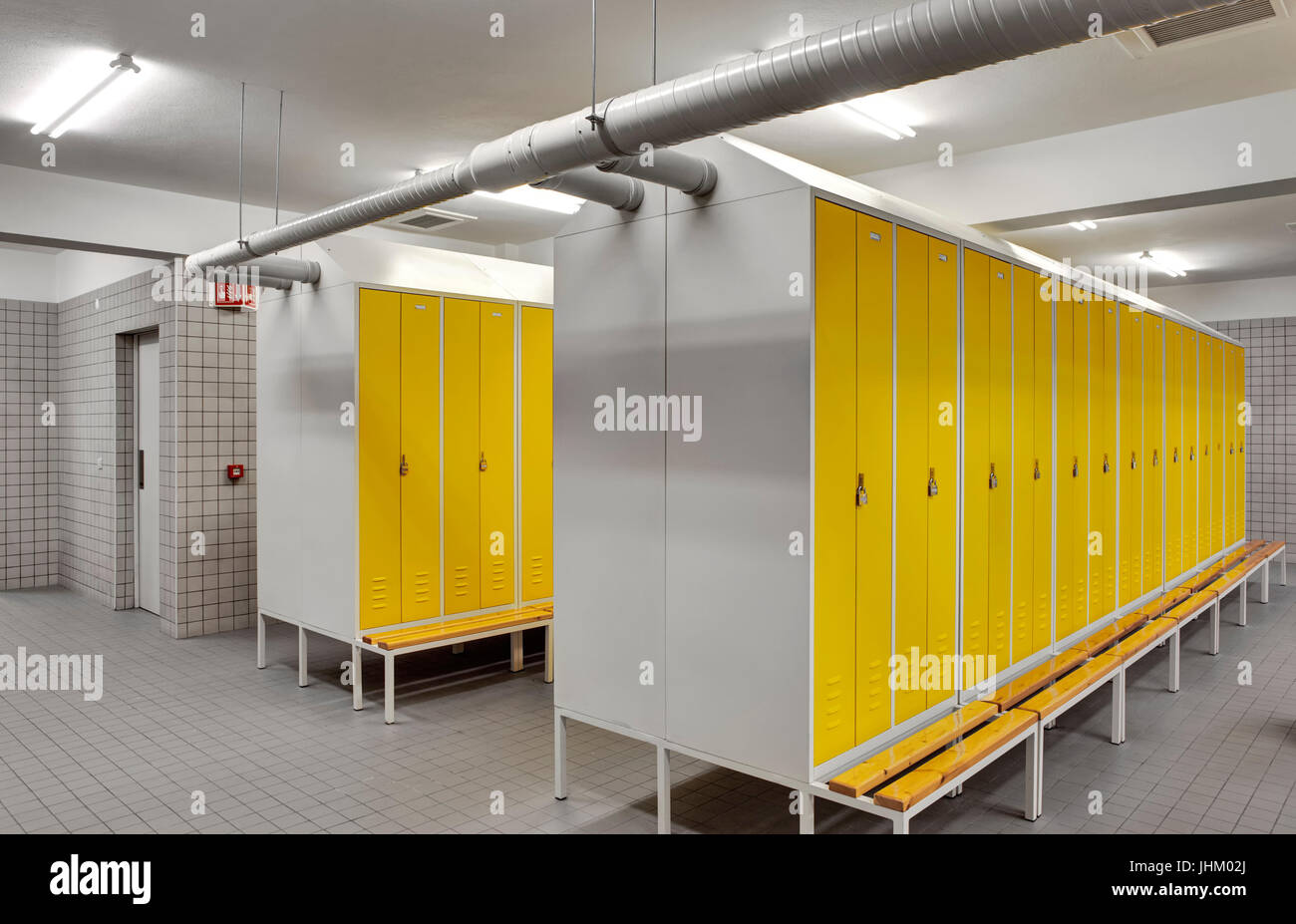 Interior of changing room in gym Stock Photo